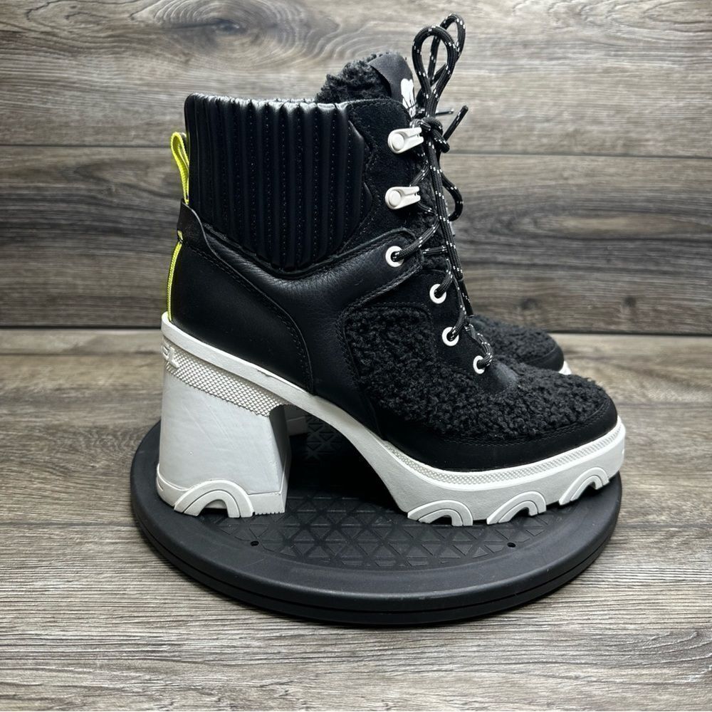 Sorel Women's Brex Heel Cozy Lace Boots - Black, Sea Salt - 9